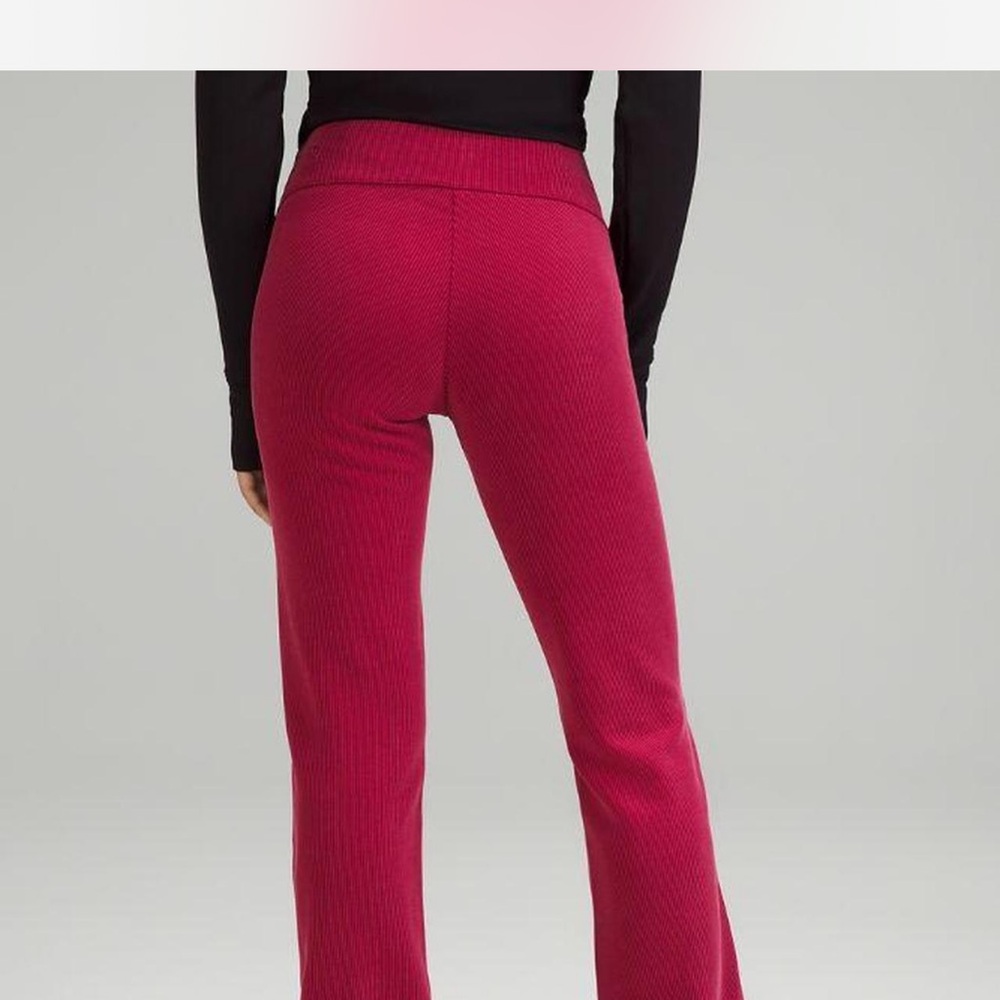Lululemon Brushed Softstreme Ribbed Zip Flare Pant Pomegranate 8 Never Worn - Picture 3 of 8